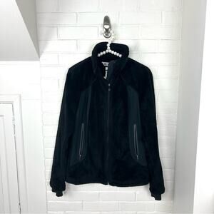 Columbia Black Zip Up Interchangeable Fuzzy Faux Fur Jacket Size M